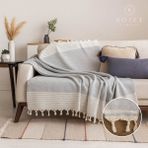 Rozet Tekstil Koltuk Kanepe Örtüsü Koruyucu | Koltuk Şalı | 170X200 | Çekyat Örtüsü | - 170 x 200 cm - Gri - Beyaz
