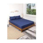 ROZET TEKSTİL Lacivert Lastikli Çarşaf Takımı Fitted Pamuklu Kumaş Yastık Kılıflı Lacivert 120 x 200