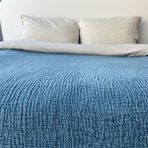 Rozet Tekstil Müslin Yatak Örtüsü/Pike 4 Katlı - 160 x 230 cm - Mavi