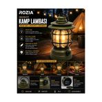 ROZIA Şarjlı Dekoratif Kamp Lambası LED Nostaljık Fener Gece Lambası Bahçe Balkon Kamp Aydınlatma