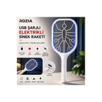 ROZIA USB Şarjlı Elektrikli Sinek Öldürücü Raket - LED Işıklı,Type-C Şarjlı,Güçlü Sivrisinek Kovucu