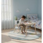 Rozitoys Montessori Ahşap Oyun Etkinlik Çalışma Masası Saklama Alanlı Mavi Sandalye ile Ergonomik Tasarım