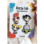 Rozzy Lab Powerpuff Girls 4lü Rozet Set - Bubbles Buttercup Blossom Mojo Jojo - Broş - Yaka Çanta Aksesuar