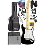 RPH-40WB-50AMP Siyah Beyaz 50W Şarjlı Bt Amfili Elektro Gitar Seti Hsh Manyetik Maple Klavye