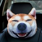 RRSDJJ Özgünlük Araba Koltuğu Kafalık Boyun Yastığı, Karikatür Shiba Inu Baş Dayama Boyun, Komik Canlı 3D Peluş Husky Köpek Araba Boyun Yastığı Sevimli Yavru Araba Kafalık Yastık (Husky)