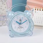 RS Mavi Kristal Alarm Saati, Yuvarlak Şeffaf Plastik, Analog, Pilli, Bip Alarmı, 9,8 cm, Yatak Odası ve Seyahat için