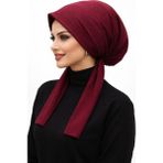 R&S Modibone Eşarp Bone Pamuklu Kaliteli Kumaş.kayma Yapmaz Bordo Renk - Standart