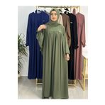 R&S modibone Şallı Ve Üsten Robalı,Kemerli Elbise Takım .Hijap ,Abaya (Hac Ve Umre Için Uygundur) haki