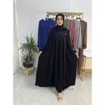 R&S Modibone Şallı ve Üsten Robalı,kemerli Elbise Takım .hijap ,abaya (Hac ve Umre Için Uygundur) Siyah - Standart