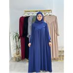 R&S Modibone Tesettür Elbise,önü V Model Büzgülü,sufle Esarpla Takım.hijap ,khimar.hac Umre Için Uygundur Indigo - Lacivert - Standart