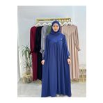 R&S modibone tesettür önü V model büzgülü elbise ,sufle esarp takım ,abaya hijap ındıgo