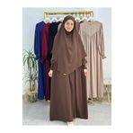 R&S modibone tesettür önü V model büzgülü elbise ,sufle esarp takım ,abaya hijap kahve