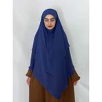 R&S Modibone Üç Katlı Hazır Peçeli Sufle Khimar Şifon Esarp 4 Ipli Indigo Mavi - İndigo