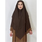 R&S Modibone Üç Katlı Hazır Peçeli Sufle Khimar Şifon Esarp 4 Ipli Kahve
