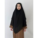 R&S Modibone Üç Katlı Hazır Peçeli Sufle Khimar Şifon Esarp 4 Ipli Siyah Renk