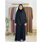 R&S Modibone Yandan Büzgülü Elbise Sufle Esarp Takım Jilbab,abaya,hijab ( Hac ve Umre Için Uygundur) Siyah