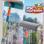 RSC Marketim 180 Derece Dönebilen Teleskopik Çift Taraflı Pratik Cam Silme Aparatı Uzayabilen Cam Silme Paspası - Yeşil