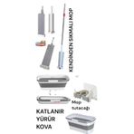 RSC MARKETİM Katlanır Kova /Kendinden Sıkmalı Mop - 1 Adet Yedek Mikrofiber Mop Bezi Hediyeli / Mop Tutacağı