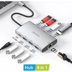 RSHTECH Macbook Uyumlu 4K Hdmı, 10 Gbps USB A ve C, 3 USB 5 Gbps, Pd 100W Şarj Gigabit Ethernet Bağlantı Aluminyum - Silver