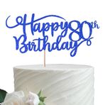 Rsstarxi 1 Paket Happy 80th Birthday Pasta Süsü Parıltılı 80 Numara Seksen Yaş Doğum Günü Pastası Seçme Dekorasyon 80. Doğum Günü Kutlama Yıl Dönümü Parti Malzemeleri Koyu Mavi