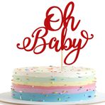 Rsstarxi 1 Paket Oh Bebek Pasta Süsü Kırmızı Parıltılı Bebek Duşu Kek Toplama Dekorasyonları Bebek Vaftiz veya Yeni Bebek Cinsiyet Açıklama Çocuklar Doğum Günü Partisi Malzemeleri