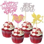 Rsstarxi 24'lü Paket Mutlu Sevgililer Günü Cupcake Toppers Glitter Love Heart Cupid Be Mine Cupcake Seçtikleri Süslemeler Sevgililer Günü Gelin Duş Yıldönümü Parti Malzemeleri Çok Renkli
