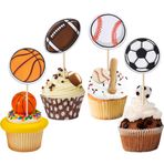 Rsstarxi 40'lı Paket Spor Cupcake Toppers Basketbol Cupcake Kürdan Futbol Topu Beyzbol Rugby Kek Süslemeleri Spor Topu Oyun Tema Bebek Duş Doğum Günü Partisi Süslemeleri