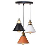 Rsylight 30 cm Retro Dekoratif 3'lü Bakır Siyah Beyaz Rustik Metal Sarkıt Avize