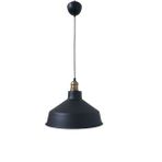 Rsylight 30 cm Retro Metal Siyah Dekoratif Eskitme Duylu Kafe Siyah İçi Gold Mutfak Avize