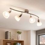 Rsylight 4 Lü Inox 180 Derece Hareketli Beyaz Camlı Modern Dekoratif Avize Gümüş