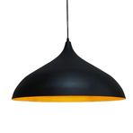 Rsylight 43 cm Retro Metal Sarkıt Rustik Tekli Sarkıt Siyah İçi Sarı Avize