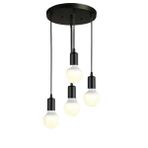Rsylight Dylight Retro Metal 4 Lü Siyah Dekoratif Rustik Sarkıt Avize Çap:30 Cm
