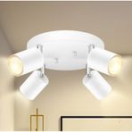 Rsylight Metal Beyaz Retro Dekoratif Modern 4 Lü Led Spot 180 Derece Mafsallı Günışığı Ampullü Beyaz