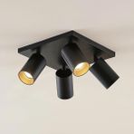 Rsylight Metal Hareketli Modern Siyah Kare 4'lü Günışığı Ampullü Led Spot Avize