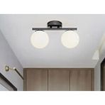 Rsylight Metal Modern Opal Camlı Tavan Plofyoner 2 Li Tavan Avize Siyah