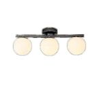 Rsylight Metal Modern Siyah Opal Camlı Tavan Plofyoner 3 LüTavan Avize