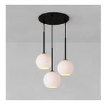 Rsylight Metal Modern Siyah Yuvarlak 3 Lü Opal Camlı Avize