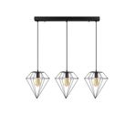 Rsylight Modern Siyah 3 Lü Masa Üstü Sıralı Rustik Retro Metal Prizma Dekoratif Tekli Sarkıt Avize