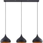 Rsylight Retro Dekoratif Metal Masa Üstü 3 Lü Siyah Rustik Dekoratif Sarkıt Avize 100 cm - Gri
