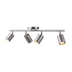 Rsylight Retro İnox Kaplama 180 Derece Hareketli Modern Spor 4 Lü Led Spot Avize Beyaz Ampullü Gümüş