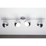 Rsylight Retro Krom Kaplama 180 Derece Hareketli Modern Spor 4 Lü Led Spot Avize Günışığı Ampullü Gümüş