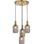 Rsylight Retro Metal Eskitme Kaplama Bal Opal Camlı 4 Lü Dekoratif Sarkıt Avize - Altın - Füme