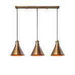 Rsylight Retro Metal Eskitme Kaplama Masa Üstü 3 Lü Dekoratif Rustik Avize Altın