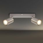 Rsylight Retro Metal İnox 2 Li 180 Derece Hareketli Led Spot Avize Beyaz Ampullü