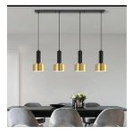 Rsylight Retro Metal Masa Üstü Dekoratif Rustik 4 Lü Siyah Gold Sıralı Avize