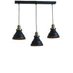Rsylight Retro Metal Siyah 3 Lü Masa Üstü Sıralı Dekoratif Rustik Sarkıt Avize genişlik 60 cm Siyah rys006121