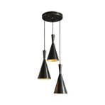 Rsylight Retro Rustik Dekoratif Siyah Içi Sarı 3'lü Metal Sarkıt Avize