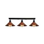 Rsylight Retro Rustik Metal Masa Üstü 3 Lü Siyah Bakır Patinalı Sıralı Avize 60 cm