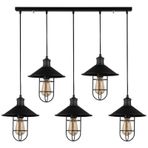 Rsylight Retro Rustik Metal Masa Üstü Dekoratif Kafesli 5 Li Siyah Sıralı Avize
