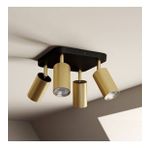 Rsylight Retro Siyah Eskitme Kare 180 Derece Hareketli Modern Spor 4 Lü Led Spot Avize Günışığı Ampullü
